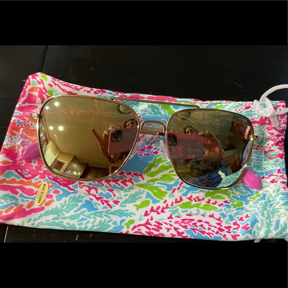 Lilly Pulitzer Kate Gold Metallic Polarized Sunglasses